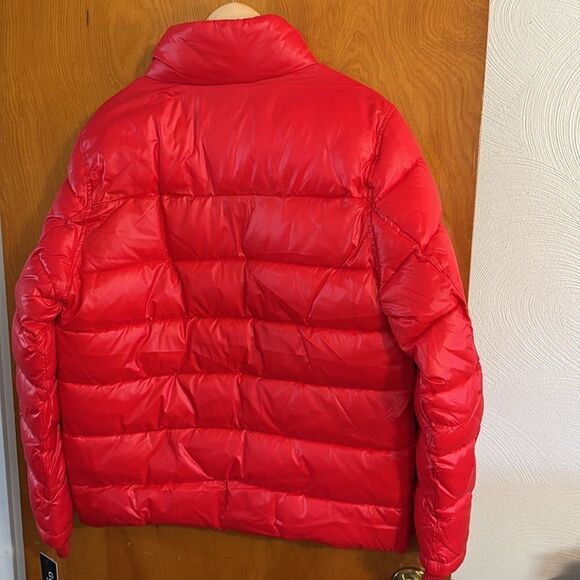 Guess Puffer Jacket Mens Medium Red Zip Pockets - Picture 5 of 5